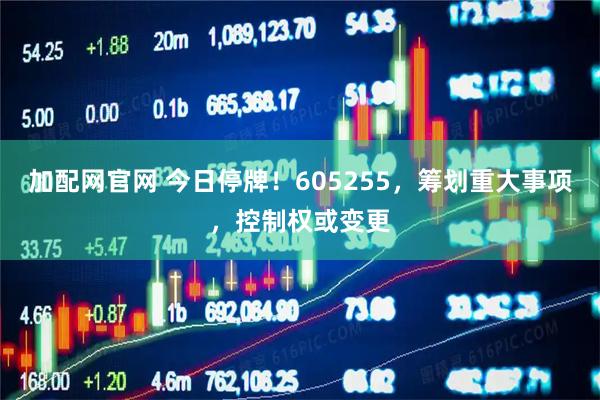 加配网官网 今日停牌！605255，筹划重大事项，控制权或变更