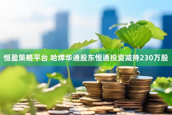 恒盈策略平台 哈焊华通股东恒通投资减持230万股