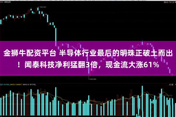 金狮牛配资平台 半导体行业最后的明珠正破土而出！闻泰科技净利猛翻3倍，现金流大涨61%